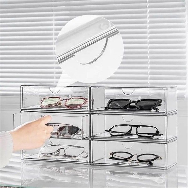 Sturdy Stackilng Glasses Organizer Visible Eyeglasses