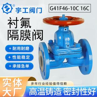 衬氟隔膜阀G41F46 16C防腐衬四氟衬胶阀门DN50DN100耐腐蚀 10C