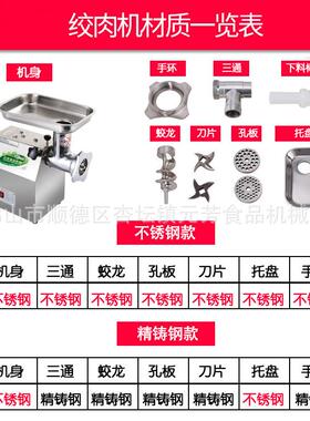 绞堂肉机用多功能不锈钢大型商食灌肠机功率肉馅机碎大肉机