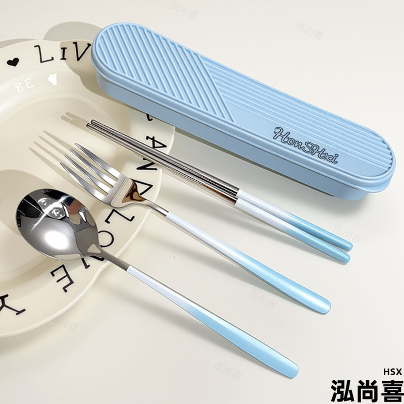 筷子勺子套装不锈钢便携一人用