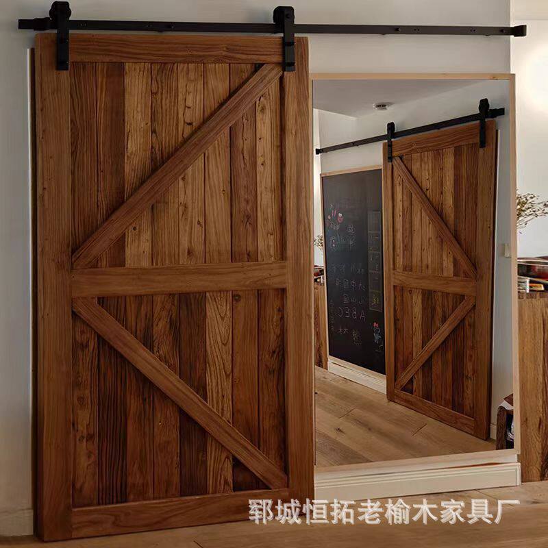 实木复古酒吧包厢门卫生间门做旧休闲吧餐厅厕所民宿门平移门