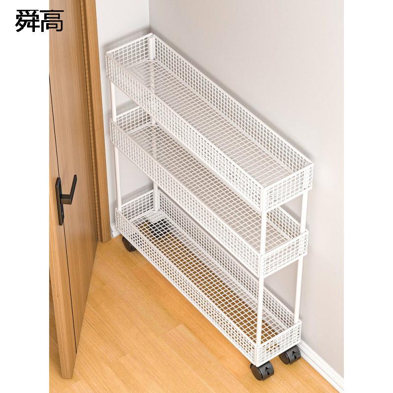 落地窄缝隙带轮柜置物架浴室极窄收纳架门后卫生间夹缝收纳柜