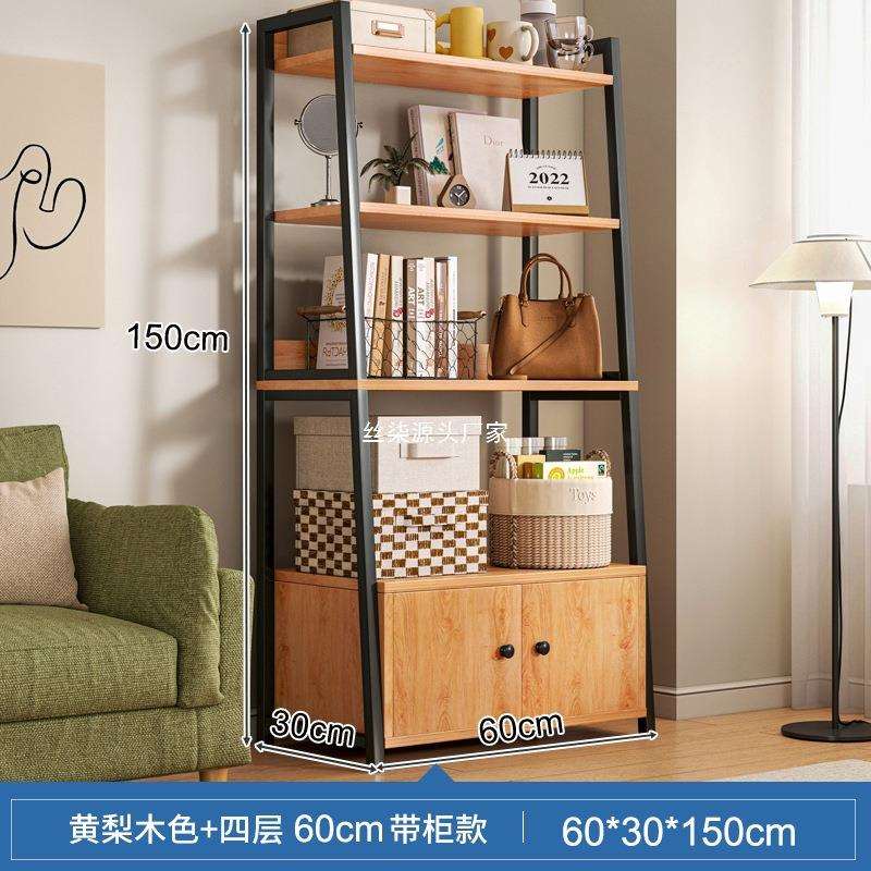 多层置物架落地客厅储物展示架家用柜子多功能货架子收纳架带柜门