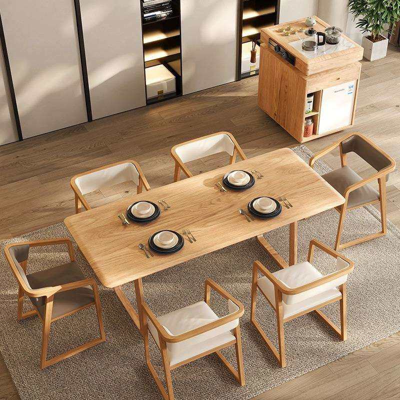 原木风岛台餐桌一体可移动实木餐桌冰箱多功能茶桌储物柜一体饭桌