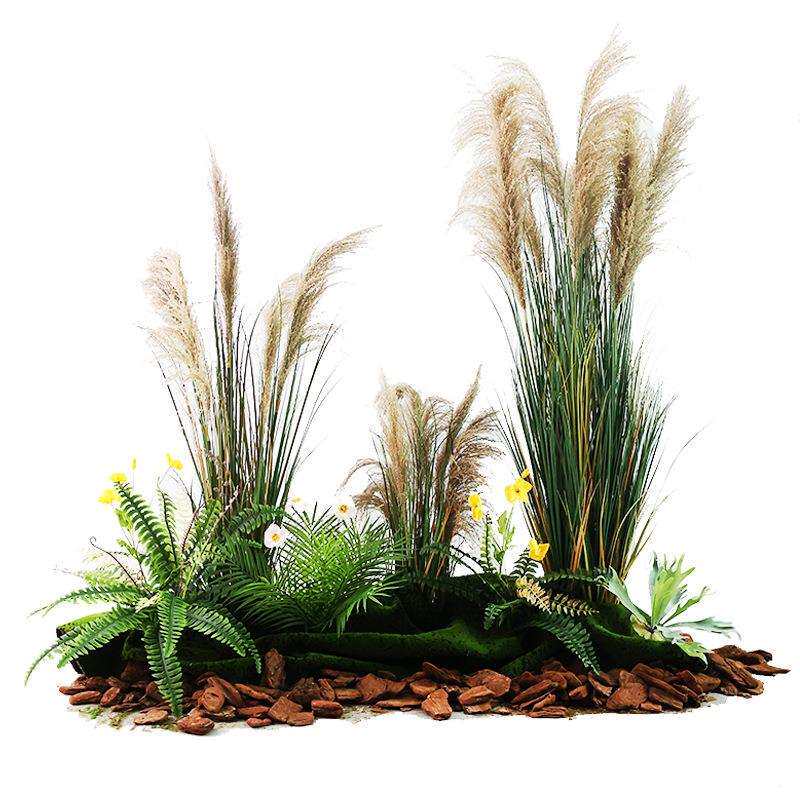 仿真天然芦苇草狗尾草装饰网红餐厅商场橱窗绿植景观落地造景设计