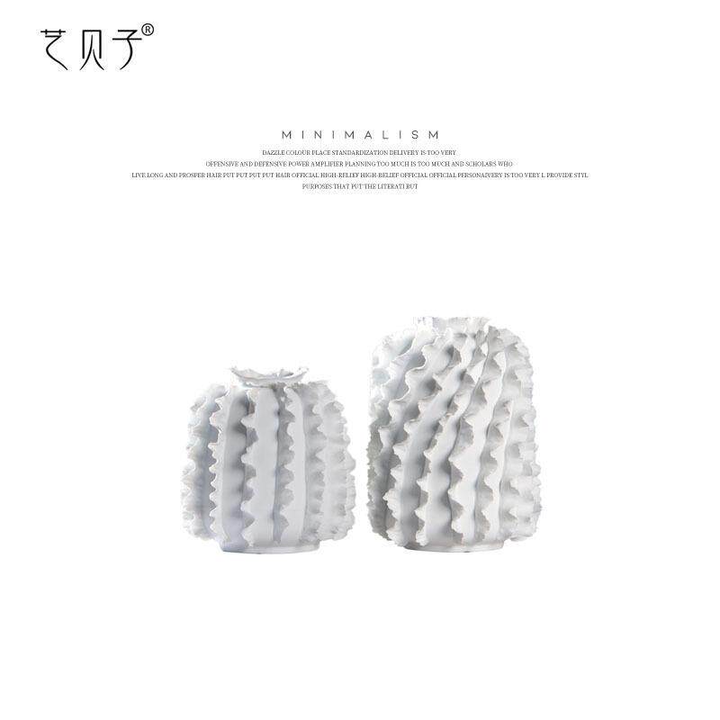 艺贝子极简手工拈花创意陶瓷花瓶样板房间摆件客厅白色装饰品花器