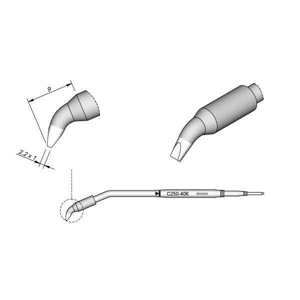 西班牙JBCC250406弯形烙铁头2,2x1,0C250-406