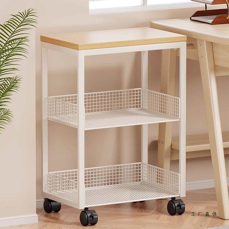 打印机置物架办公桌收纳架子桌边放置柜落地可移动带轮书架小推车