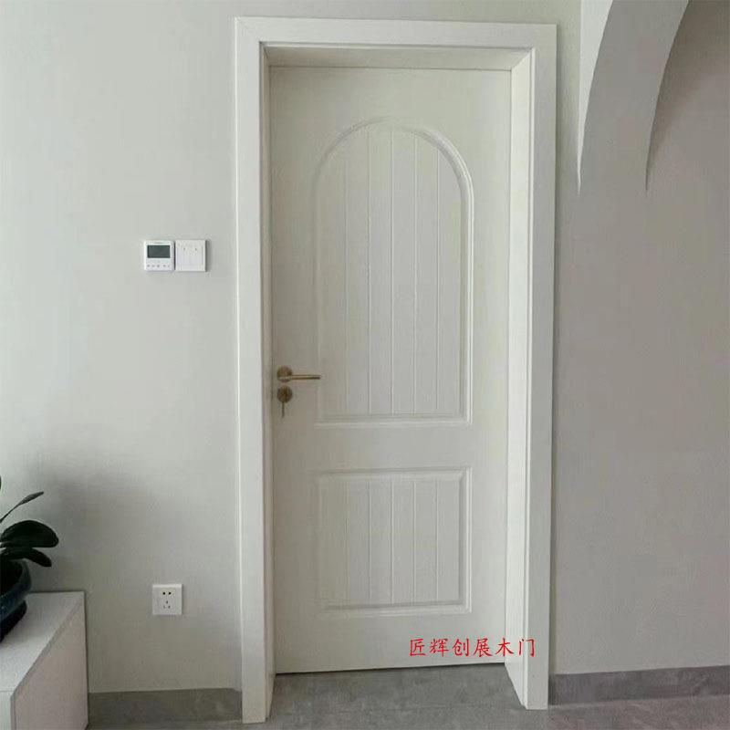 法式烤漆实木门白色卧室套装平开门简约凤格房间门外贸实木门