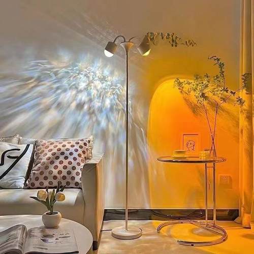 水波纹氛围灯网红双头日落灯落地灯客厅直播间背景夕阳落日灯直流