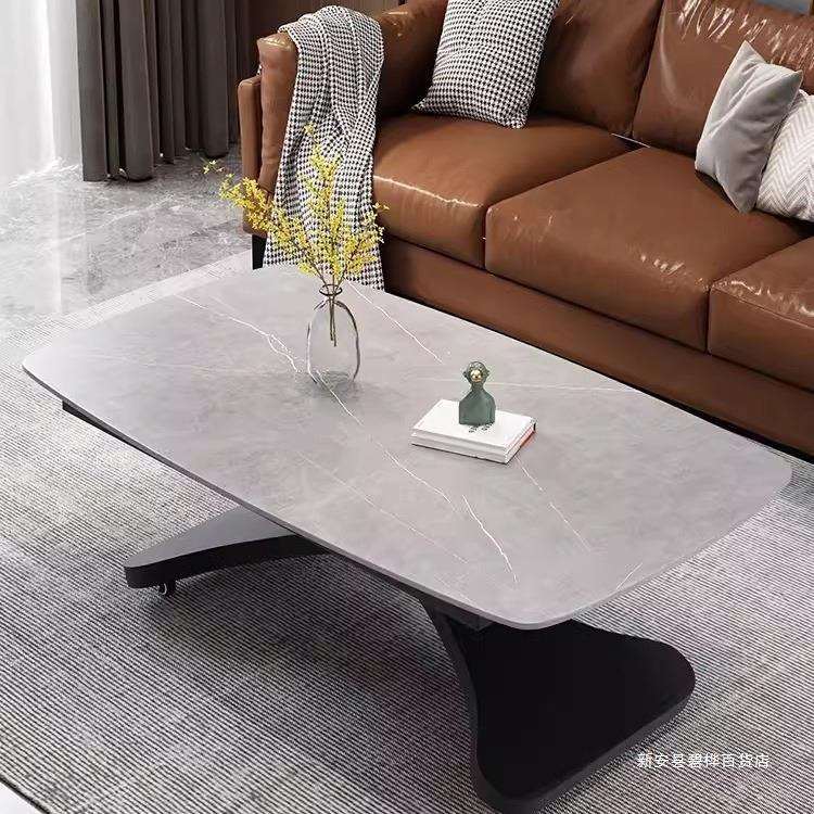 两用二合一茶几岩板现代简约小户型可移动升降轻奢多功能家用餐桌