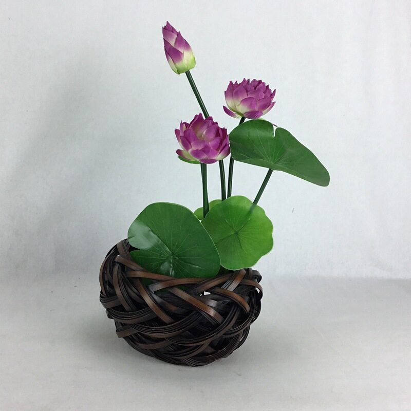 竹编做旧花篮插花器桌面摆设复古挂饰手编装饰花道干花摆件