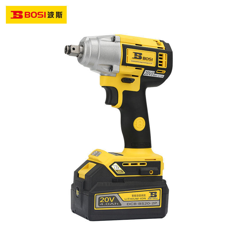波斯20V智能语音无刷冲击两用锂电扳手大扭力木工架子工BS660189