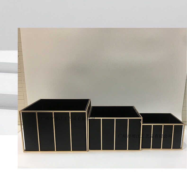 铁艺工艺品金线黑盒花架 酒店橱窗柜子摆件 铁艺花架