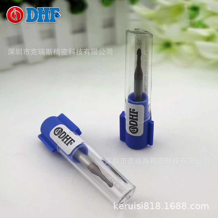 DHF深沟涂层铣刀HRC60高硬度合金2刃钢用球刀LNB2008R1*8L