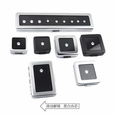 *珠宝裸钻盒裸石展示收纳盒子戒面彩色宝石托盘包装金属道具透明