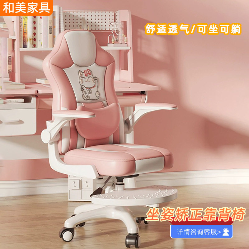 儿童学习靠背椅家用书桌写字可升降矫正坐姿椅子书房靠背书桌椅