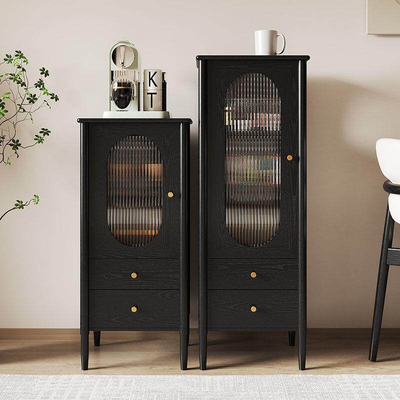 全实木餐边柜橡木黑色复古茶水柜储物柜客厅美式法式简约现代家用