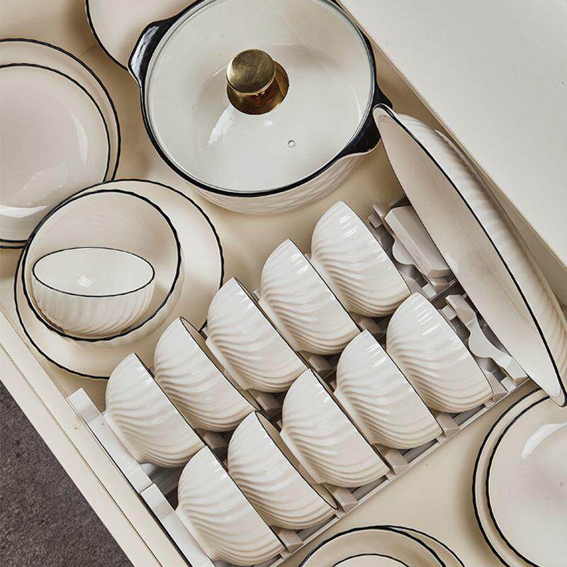 釉下彩碗碟套装家用高温简约碗盘筷组合乔迁2025新款陶瓷餐具套装