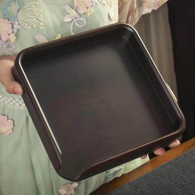 大岸堂新款实木黑檀花梨普洱茶饼收纳盒子评茶盒鸡翅木分茶盘