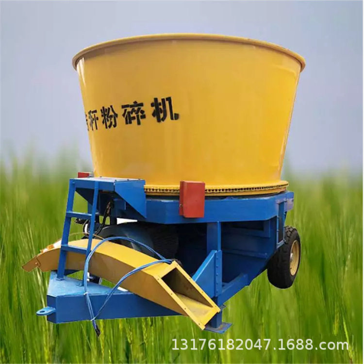 全自动草捆破碎机油电铲车进料圆盘粉草机高喷多功能铡草揉碎机