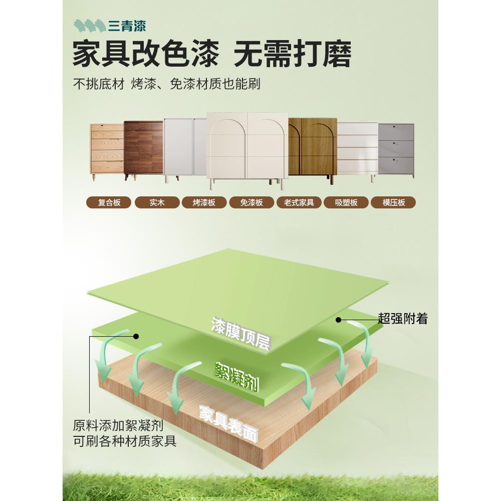 三青水性木器漆油漆家用旧家具木漆自刷涂料柜子改色翻新喷漆三清