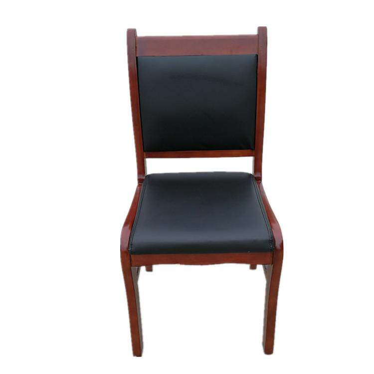 实木办公椅职员软包电脑椅子单位培训会议椅木质皮革软包椅