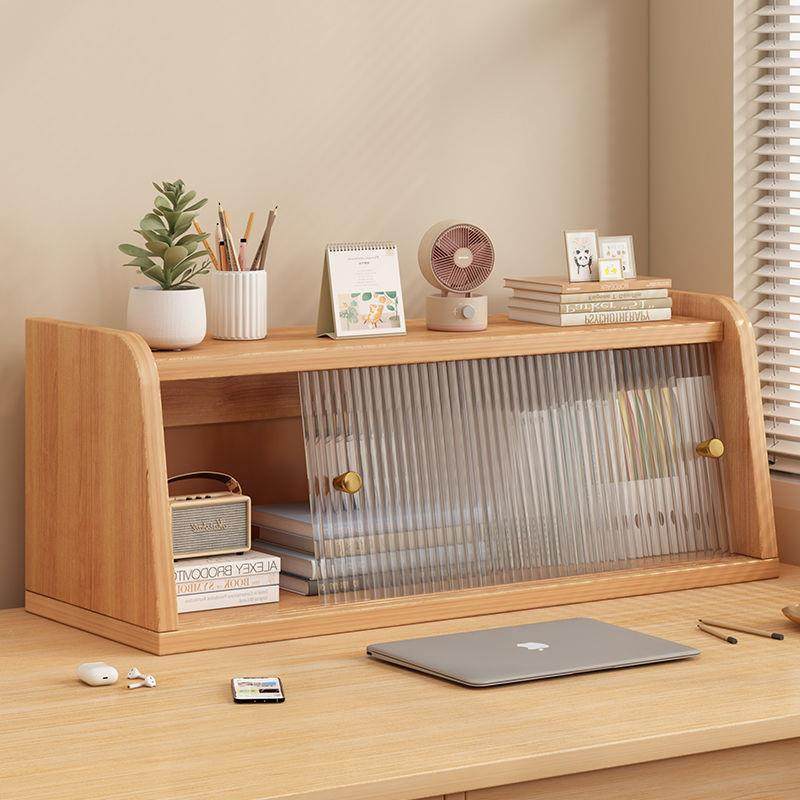 书架桌面置物架卧室办公室桌上架子书桌收纳简易书柜小型书柜原木