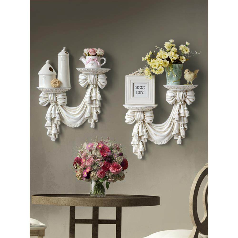 墙上置物隔板装饰架壁挂搁板挂架墙架欧式壁挂壁饰电视墙面置物架