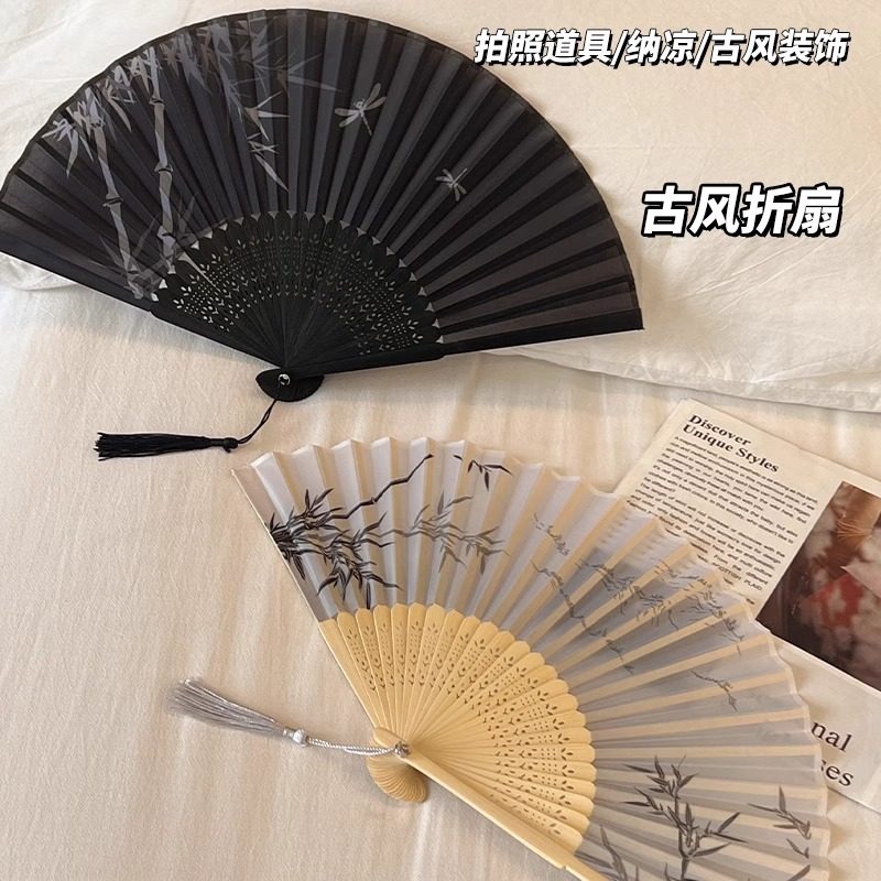 新中式古风竹子折叠扇子夏天轻便图片