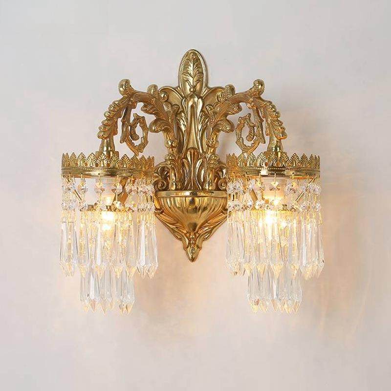 法式全铜壁灯水晶卧室别墅床头楼梯墙灯欧式奢华客厅壁灯