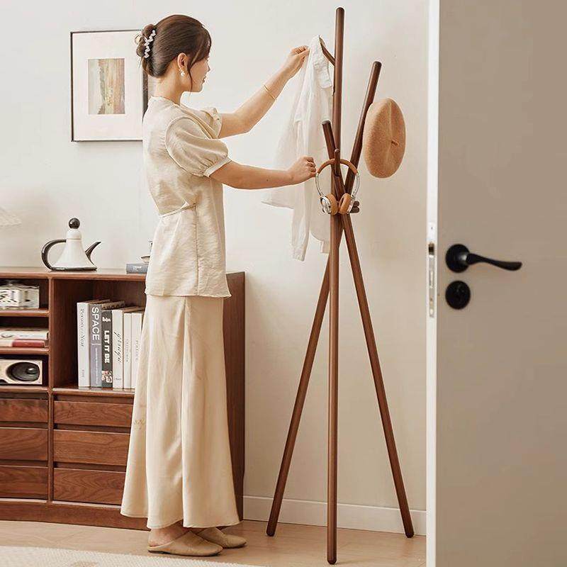 实木落地衣帽架卧室客厅家用衣架简易立式衣服房间架子挂