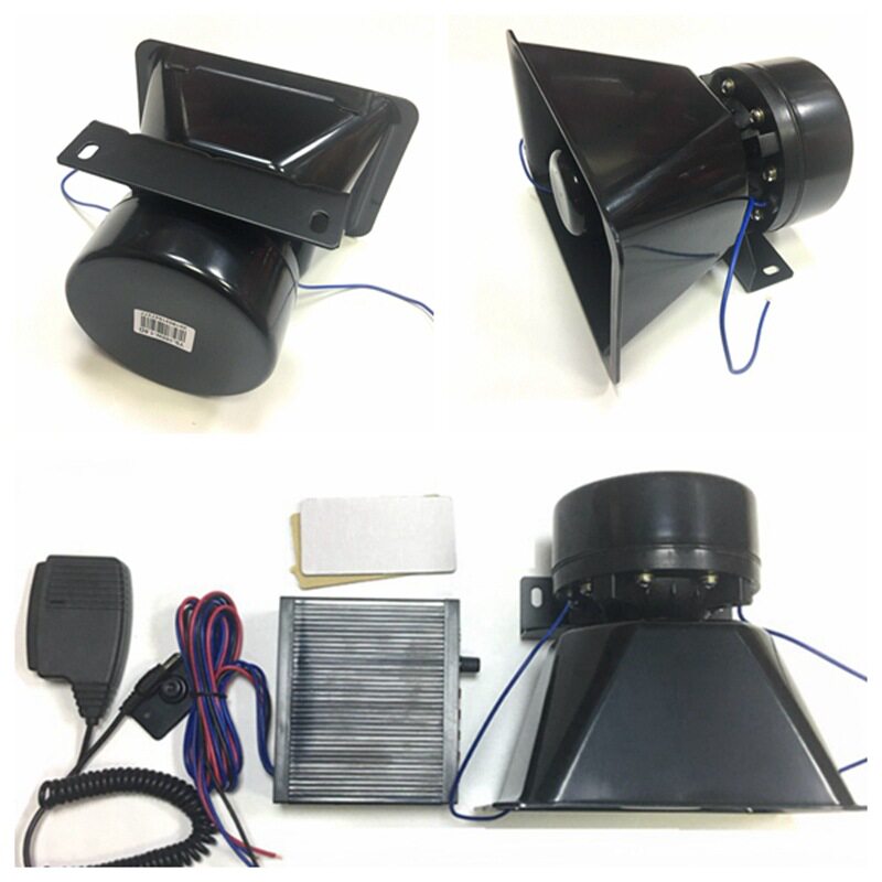 警报喇叭方口5音12V100W带主机喊话喇叭五音loudelectronichorn