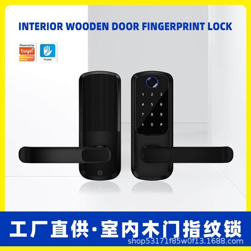 外贸单舌指纹锁木门密码锁卧室门家用电子锁办公室公寓智能锁