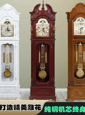 麓r落地钟客厅北极星机芯家用中式复古机械座钟老式欧式落地大摆