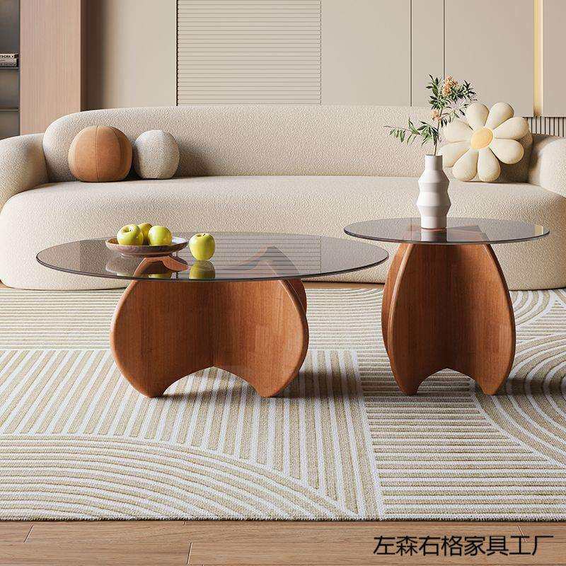 钢化玻璃茶几组合现代简约家用小户型极简轻奢网红大小茶桌圆茶几