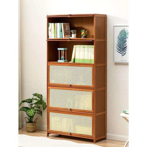 cs书架落地书柜子置物架儿童桌面上客厅简易家用实木靠墙办公室飘