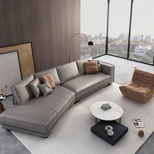 新款意式极简真皮沙发客厅现代简约异形转角皮沙发小户型皮艺沙发