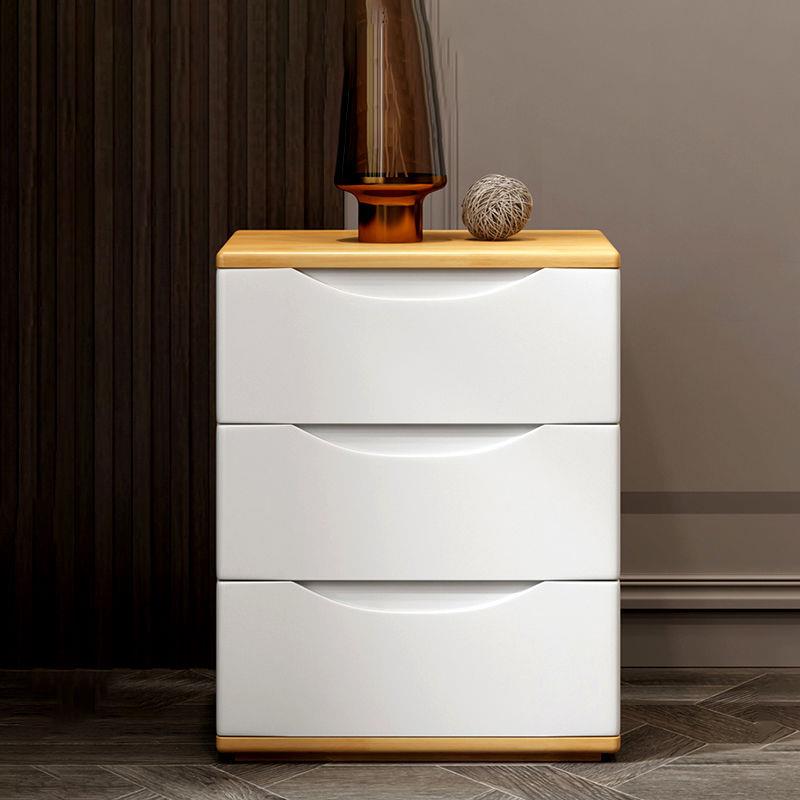 fLE床头柜实木原木纯白色小型抽屉落地三斗柜卧室高款收纳储物床