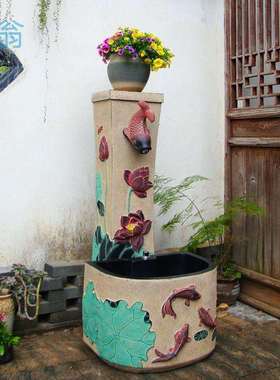 ezq田园风户外庭院拖把池别墅花园立柱洗手台水槽落地水栓浇花水