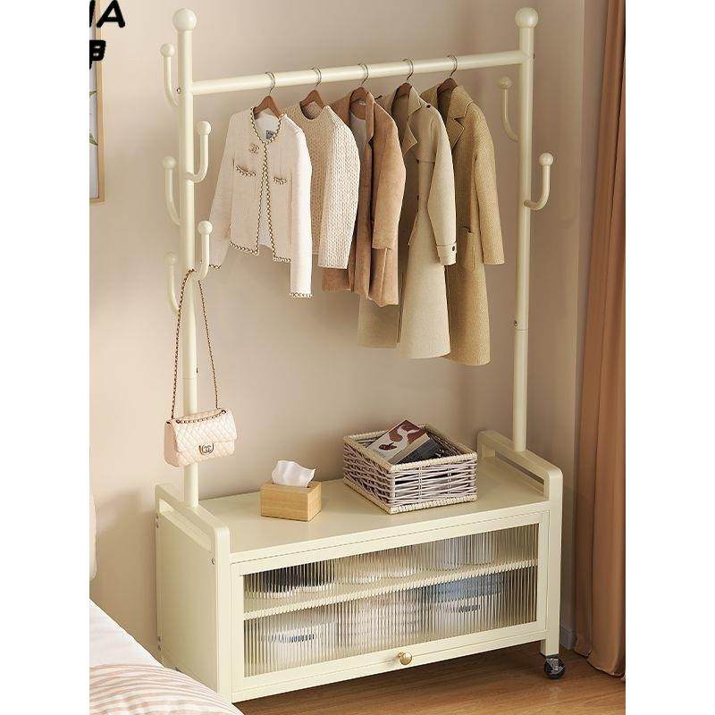 现代简约可移动家用衣帽架卧室简易衣架挂衣架双杆落地衣帽架工厂