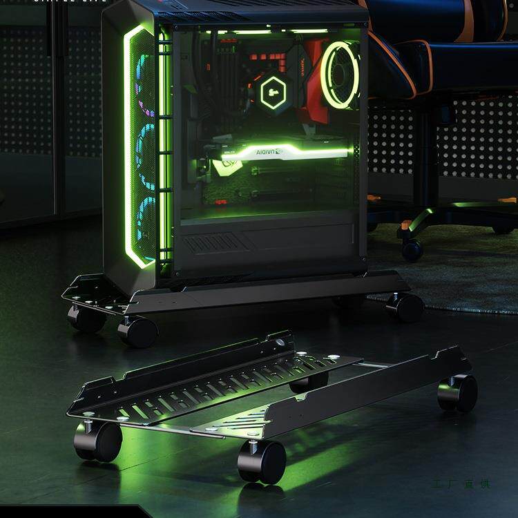 台式电脑主机托架桌下移动海景房机箱底座悬空放置散热支架子