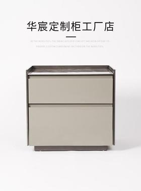 QH682意式极简LtalianDesigner灰色床头柜设计师轻奢烤漆岩板储