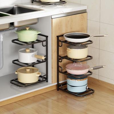 谋生锅架厨房家用多层台面窄夹缝放锅具架子置物架下水槽橱柜内收