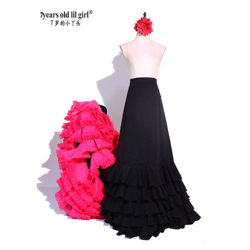 舞蹈服Flamengo弗拉门戈长尾裙BATA演出服西班牙舞服CWQ38