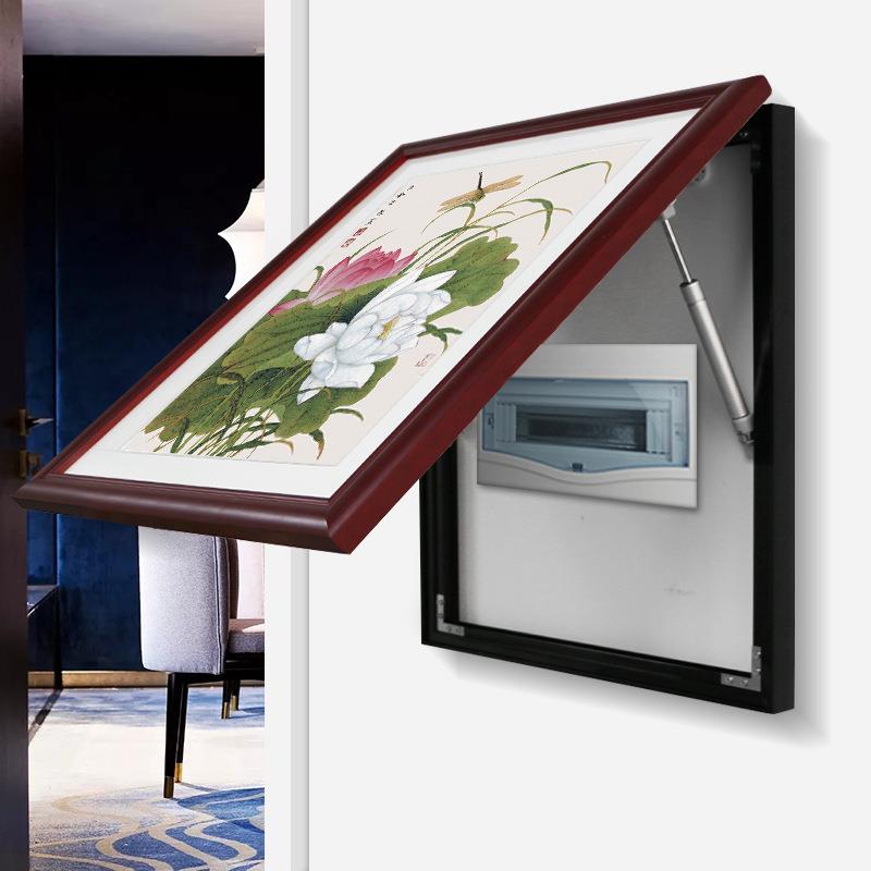 中式电表箱装饰画免打孔遮挡配电箱竖款挂画客厅总开关弱电闸盒画