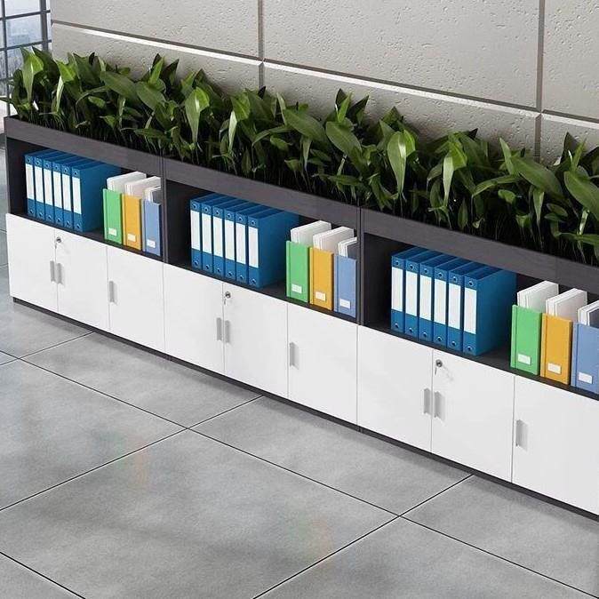 办公室文件柜木质矮柜隔断柜办公桌边柜侧柜资料柜绿植花槽柜装饰