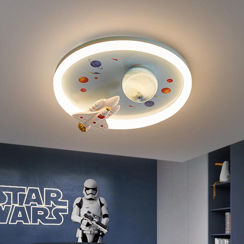 卡通卧室灯儿童房灯男孩简约现代飞机火箭男童房间灯护眼吸顶灯具