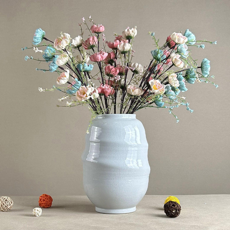 北欧现代简约插鲜花手工插花新款客厅插花装饰摆件粗陶罐干花花瓶
