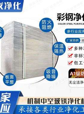 防火玻镁夹芯彩钢板洁净室隔断墙阻燃保温板机制中空玻镁净化板